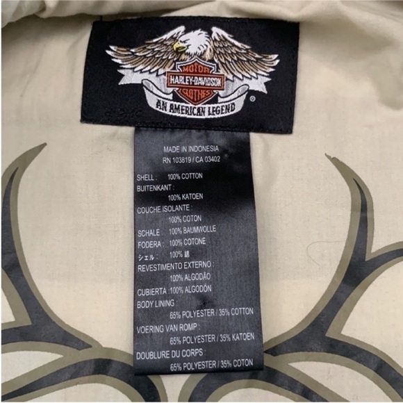 Harley Davidson‎ Tan Denim Asymmetrical Embroidered Worker Jacket Size XS - Picture 7 of 8